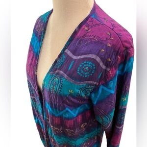 Reversible Women’s Open Jacket in Blue, Purple, Fuchsia, Gold w/a Bohemian Feel